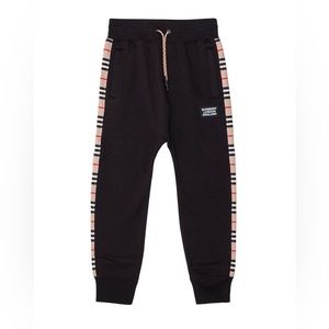 BURBERRY HAMILTON TARTAN SIDE STRIPE JOGGERS IN BLACK
